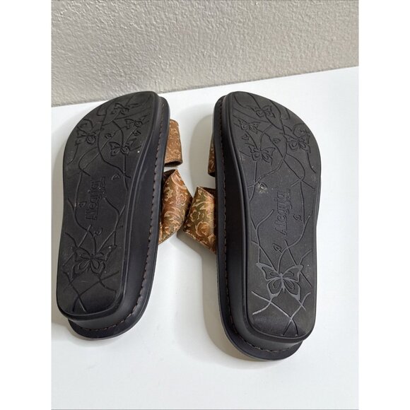 Alegria STE 166 XW Leather Floral Tooled Slides Comfort Sandals Size 40 9.5 10 - Picture 11 of 12